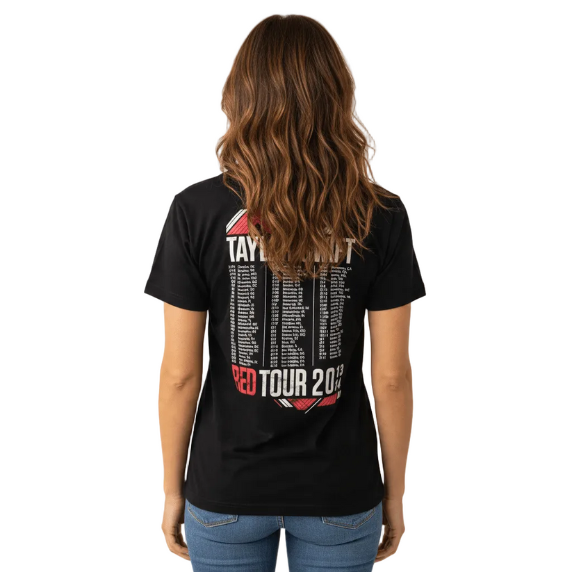 Taylor Swift Red Tour 2013 2014 Black T Shirt Size L Concert Music Graphic Tee – product photo 1 | RewearableUK