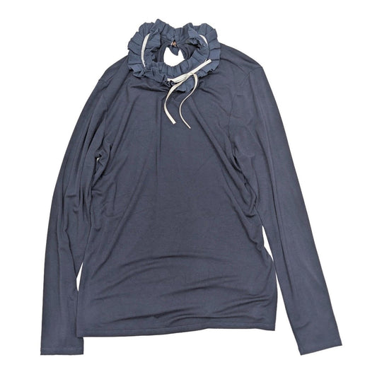 Ted Baker Ceeily Navy Blue Frill Neck Top Size 3 (UK 12) Ruffle Collar Long Slee by Ted Baker – | RewearableUK