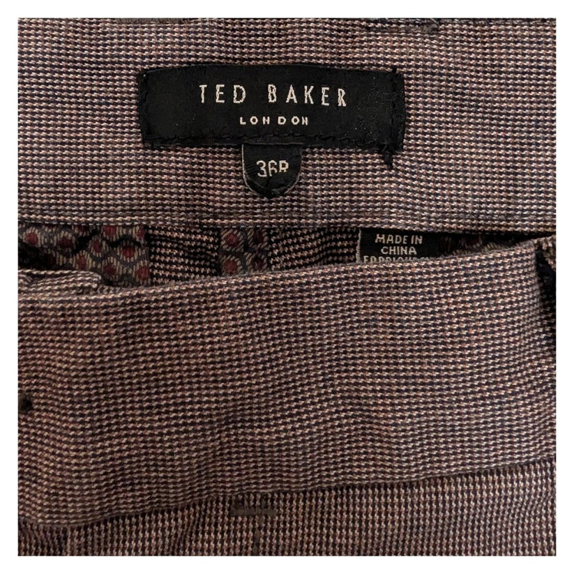 ted baker london men size 36 r brown cotton micro pattern chino trousers pants by Baker – | RewearableUK