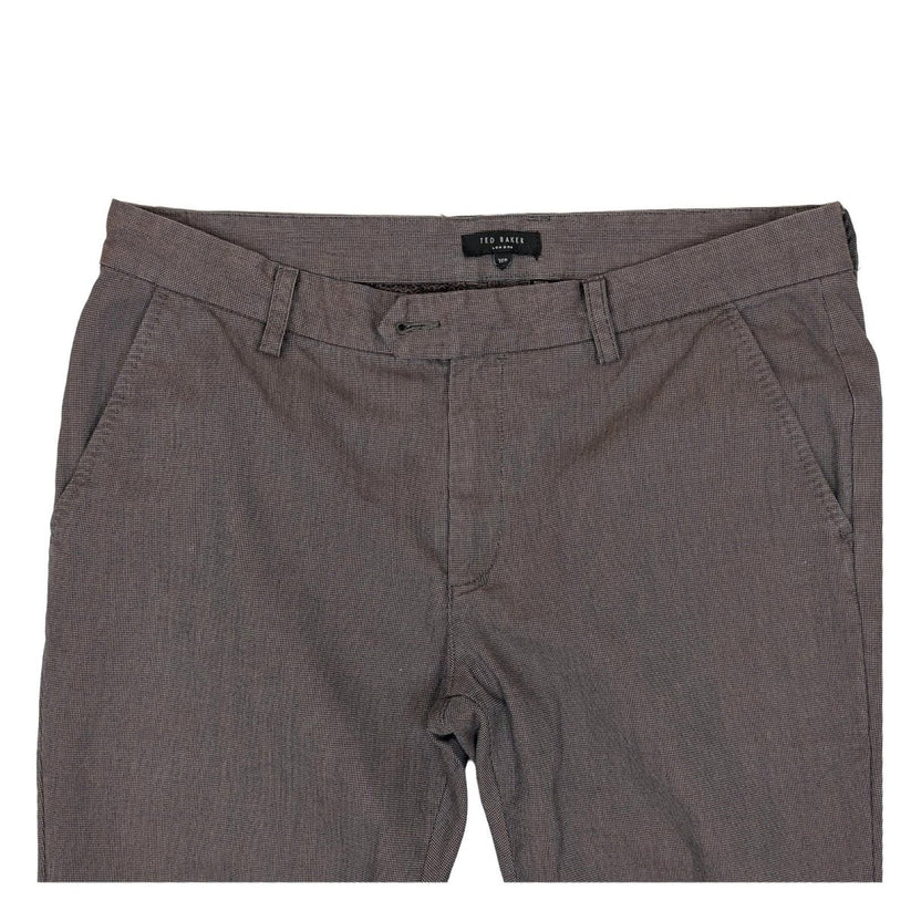 ted baker london men size 36 r brown cotton micro pattern chino trousers pants by Baker – | RewearableUK