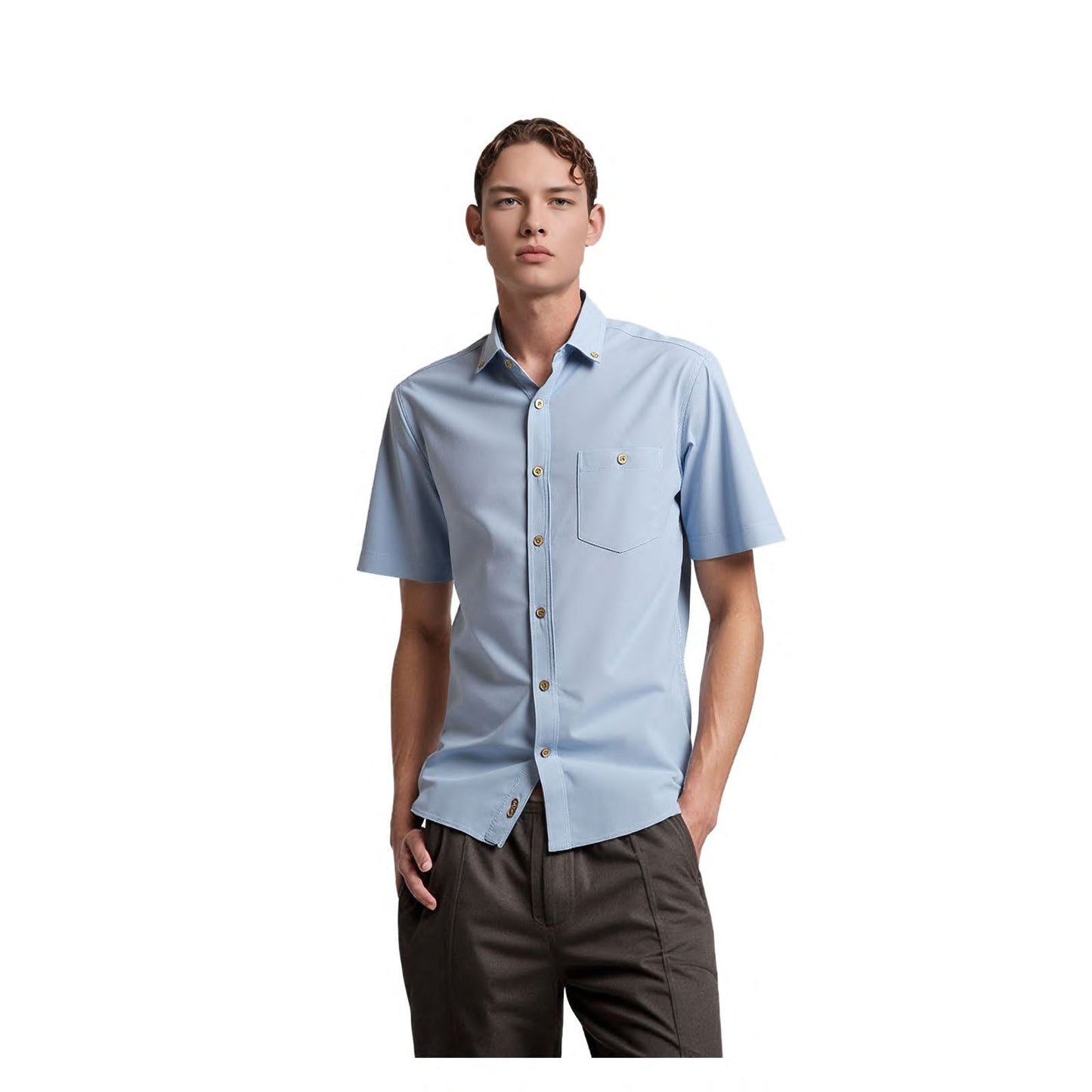 Ted Baker Ted Baker London Mens Shirt L 4 Blue Short Sleeve Cotton Casual Top Used shirt RewearableUK