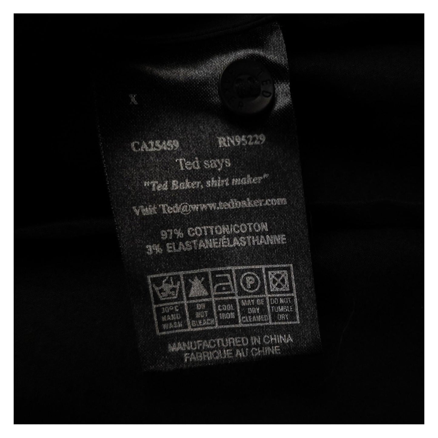 Ted Baker London Shirt Blouse Black Size 2 UK 10 Ruffle Frill Front Stretch Cott by Ted Baker – | RewearableUK