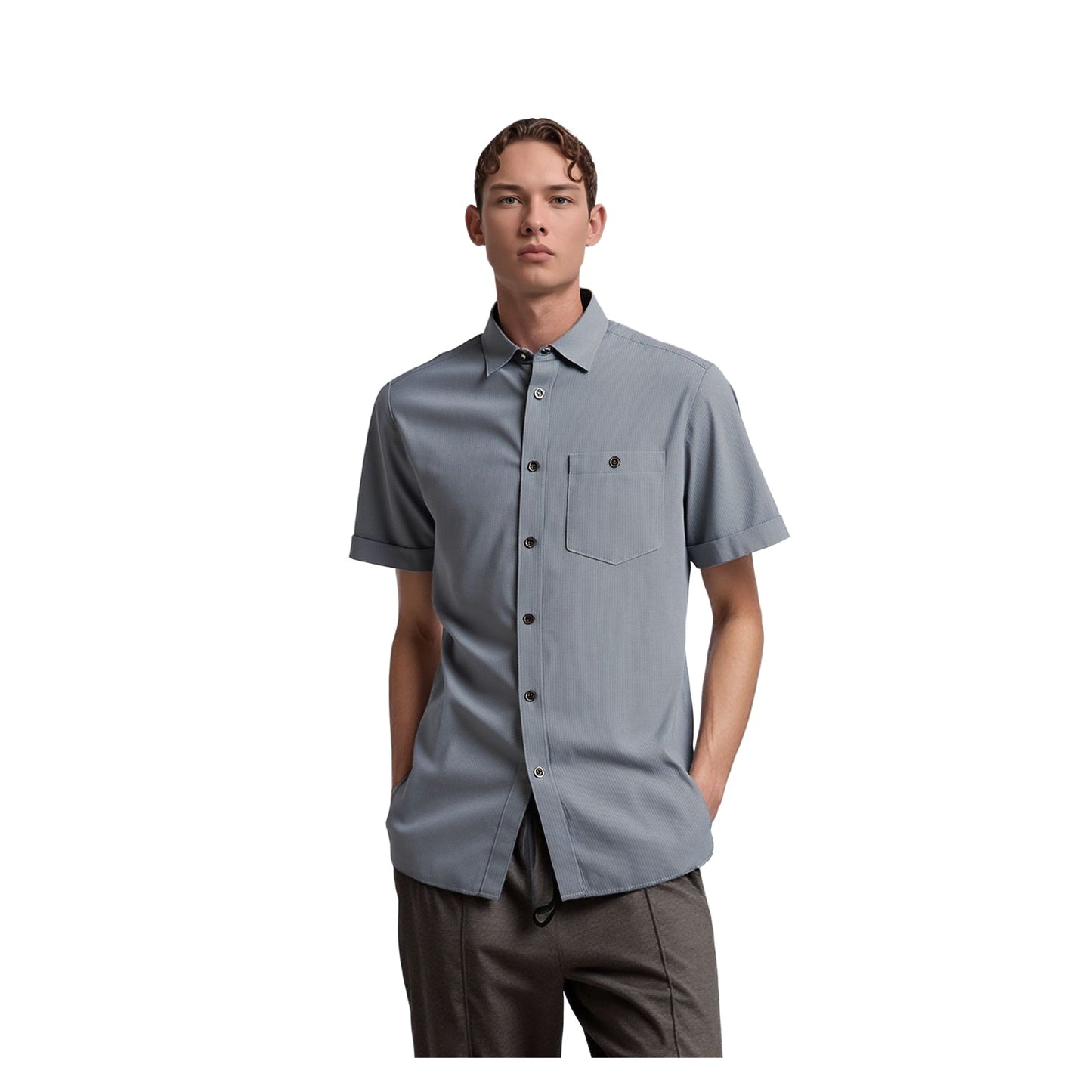 Ted Baker Ted Baker London Short Sleeve Shirt Size 2 Blue Micro Stripe Cotton Blend shirt RewearableUK