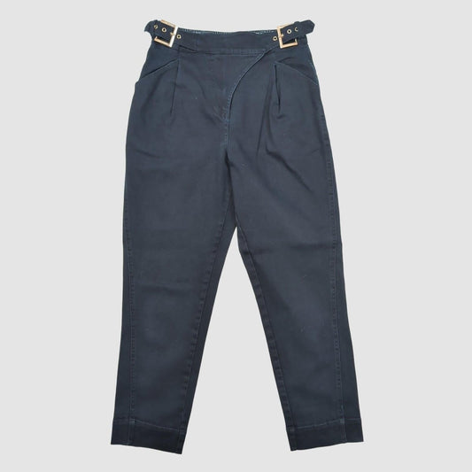 Ted Baker London Womens Black Pleated Cotton Tapered Cropped Trousers Size 1 by Ted Baker – | RewearableUK