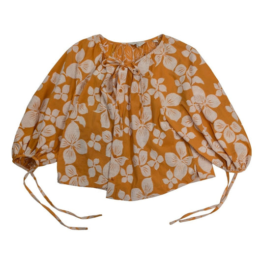 ted baker madia womens orange floral jacquard blouse top 3 uk 12 stains by Ted Baker – blouse | RewearableUK
