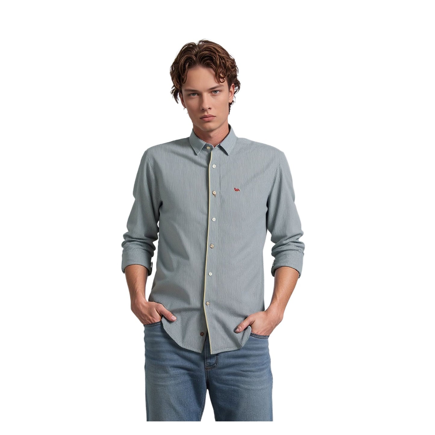 Ted Baker Ted Baker Mens Casual Shirt Large Size 4 Pink Blue Stripe Cotton Long Sleeve Top shirt RewearableUK