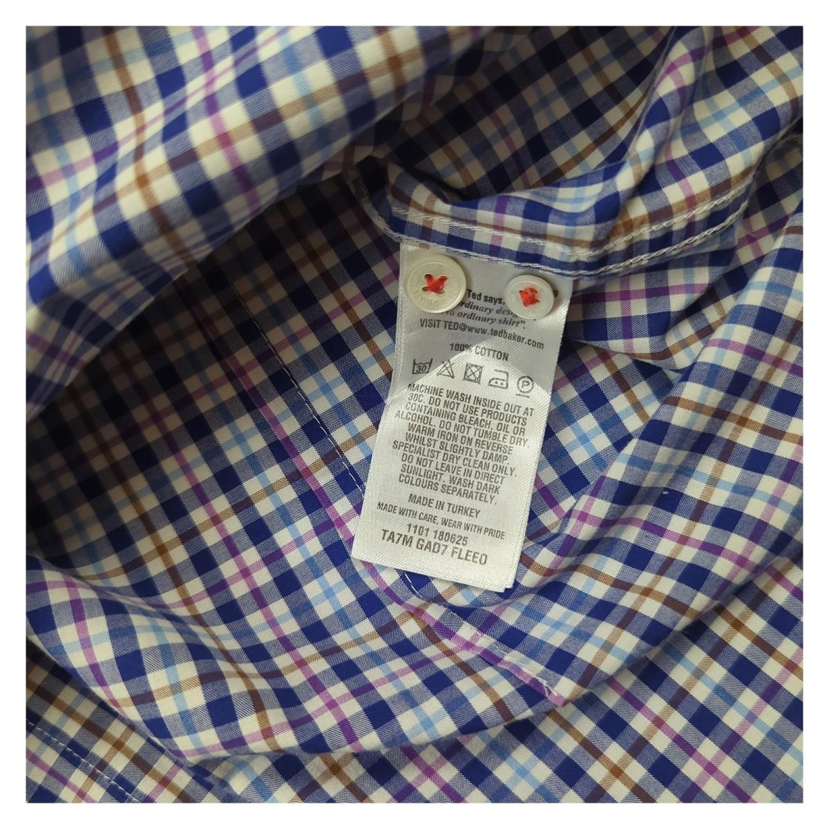 Ted Baker TED BAKER Mens Shirt Large Size 4 Check Pattern Long Sleeve Cotton Casual Top shirt RewearableUK