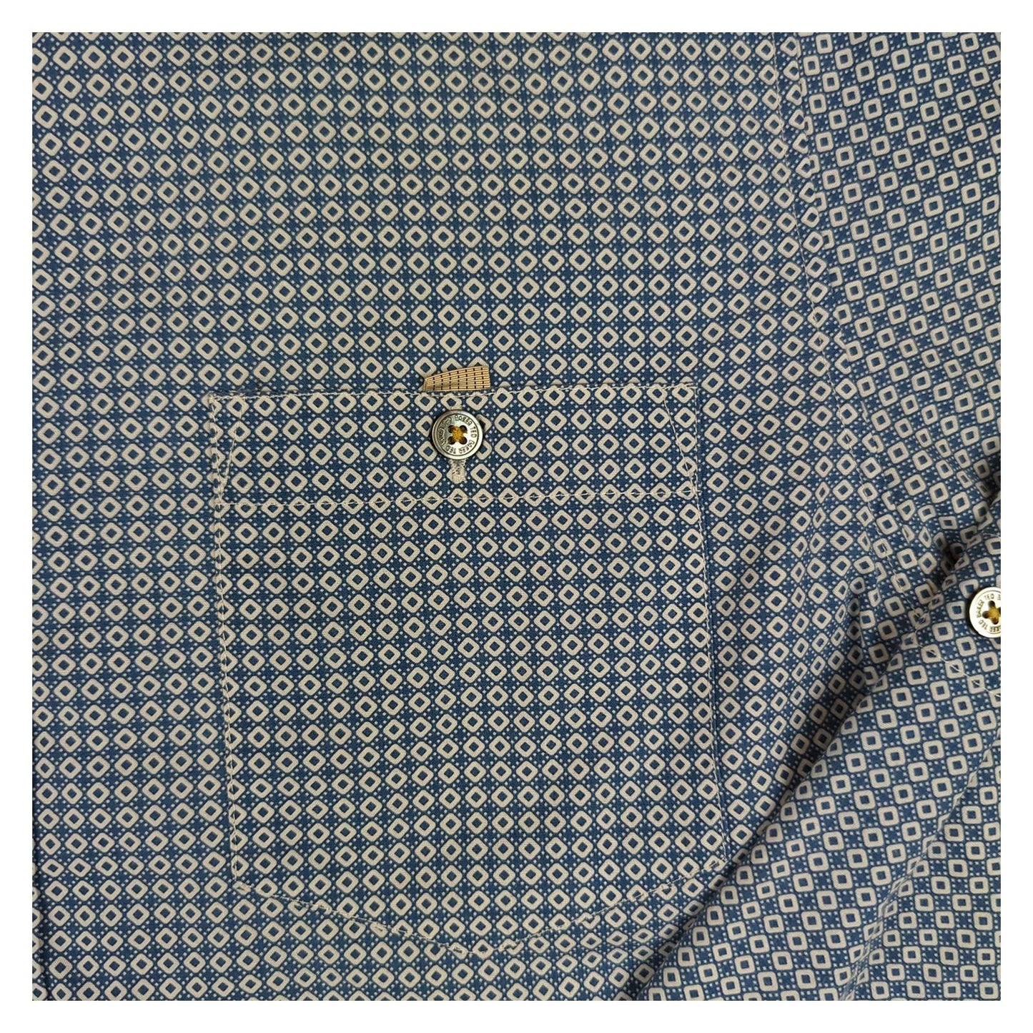 Ted Baker Ted Baker Mens Shirt Medium Size 3 Blue Geometric Print Long Sleeve Cotton Casua shirt RewearableUK