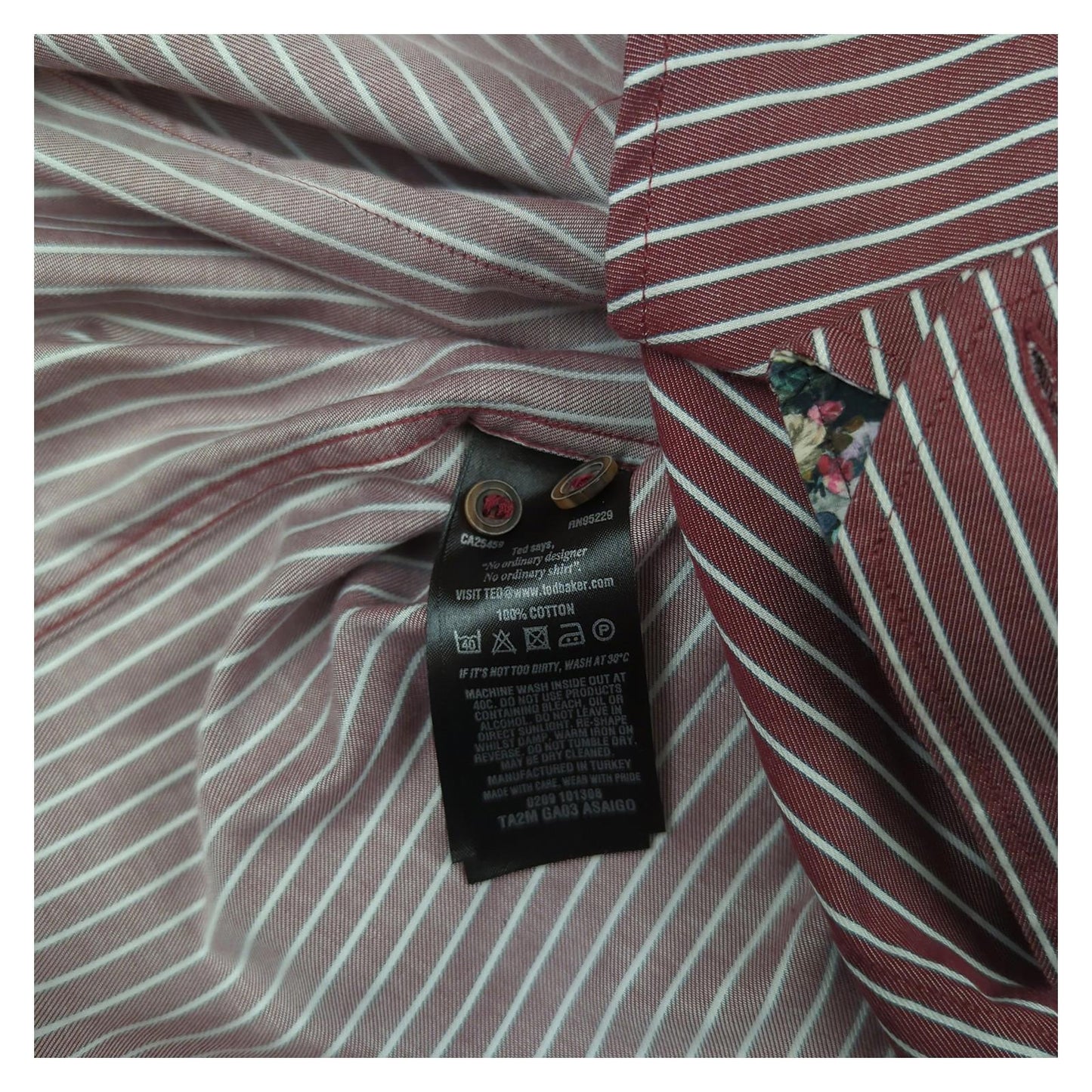Ted Baker Ted Baker Mens Shirt Size 4 Large Violet Striped Long Sleeve Cotton Regular Fit shirt RewearableUK