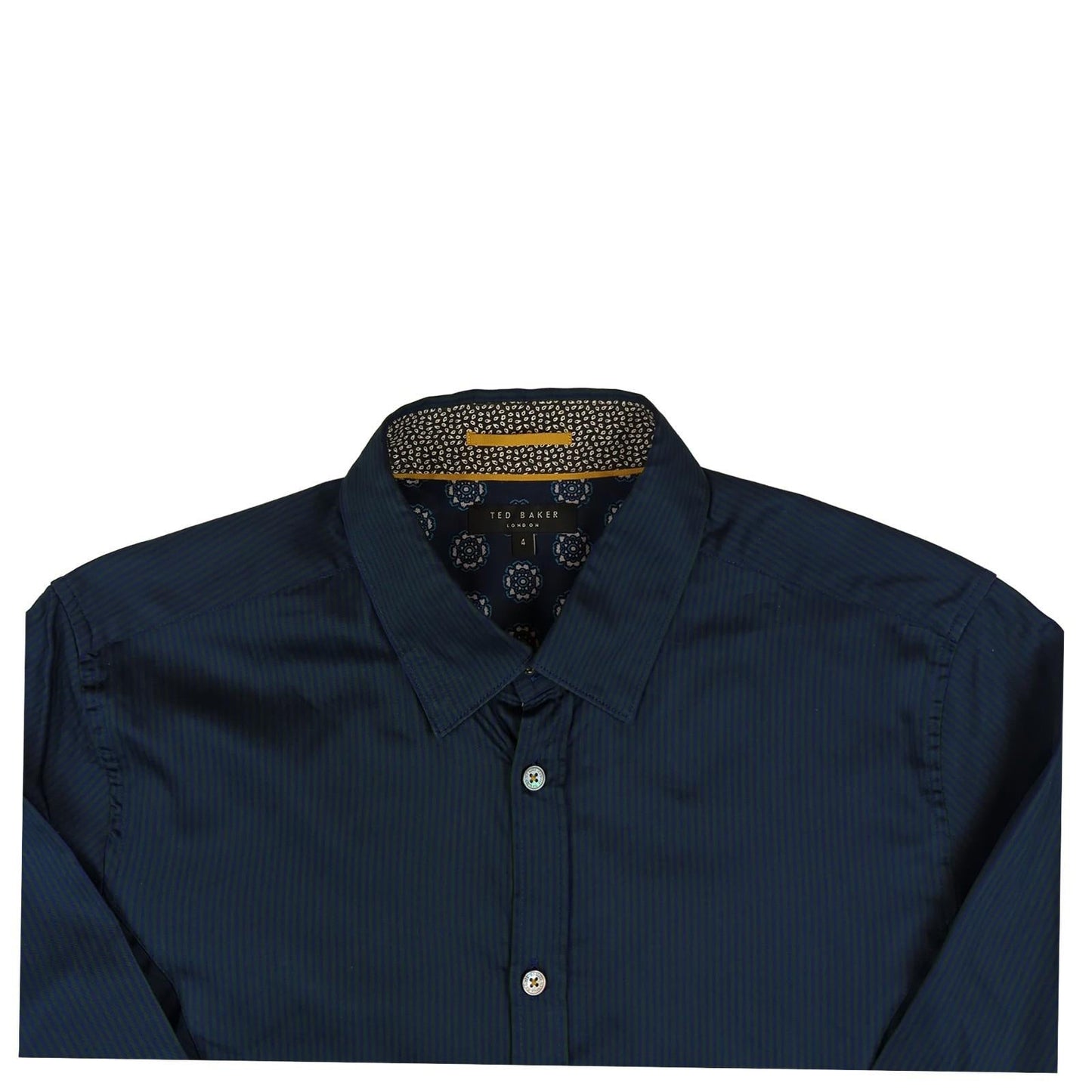 Ted Baker Ted Baker Men’s Shirt Size L Navy Blue Striped Cotton Long Sleeve Smart Casual shirt RewearableUK