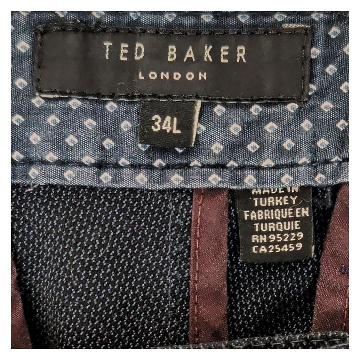 ted baker mens size 34 l dark blue textured slim fit chinos trousers pants by Baker – | RewearableUK