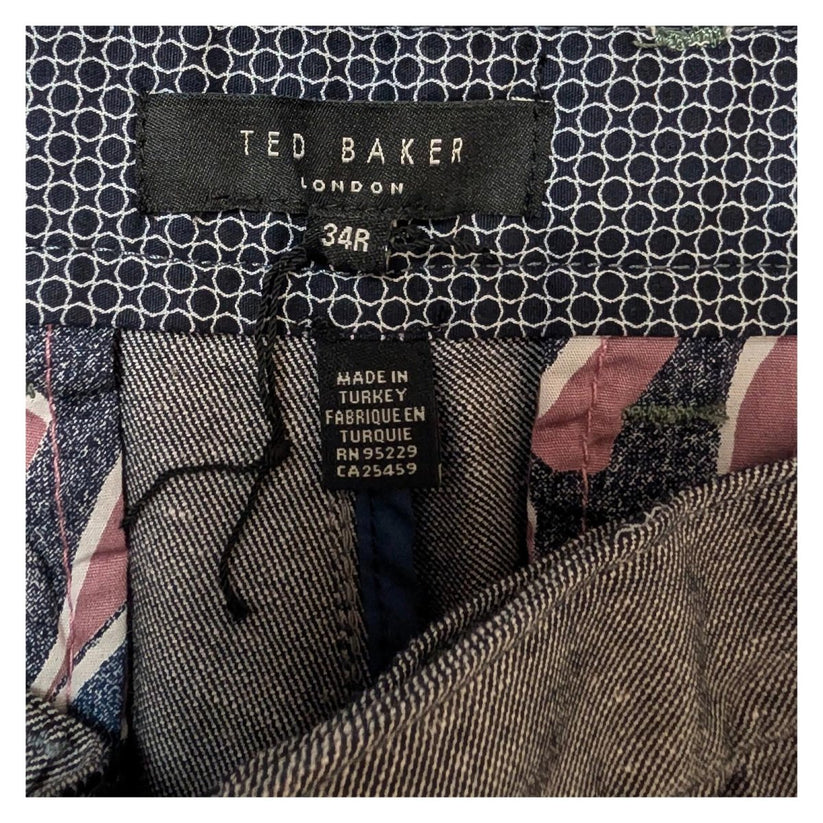 ted baker mens tailored smart trousers size 34 r grey textured casual pants by Baker – | RewearableUK