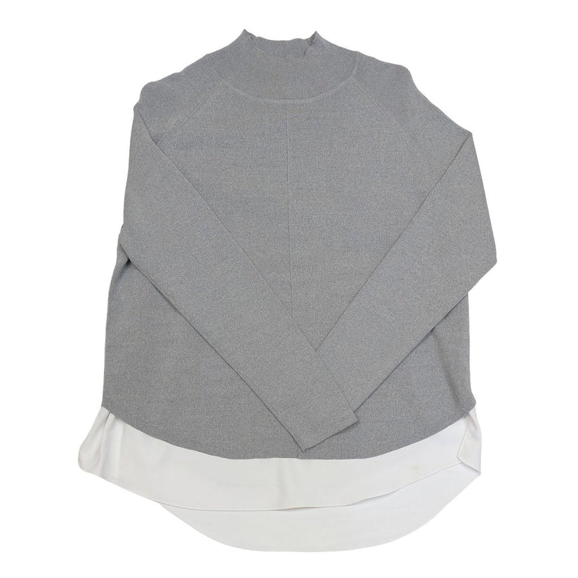 Ted Baker Popilia Grey Knit Jumper Size 3 UK 12 Mock Layer Shirt Hem Top Sweater by Ted Baker – | RewearableUK