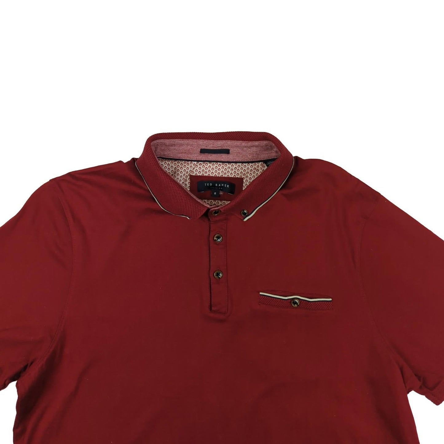 Ted Baker Ted Baker Red Cotton Polo Shirt Men's XXL Smart Casual Short Sleeve Top POLO RewearableUK