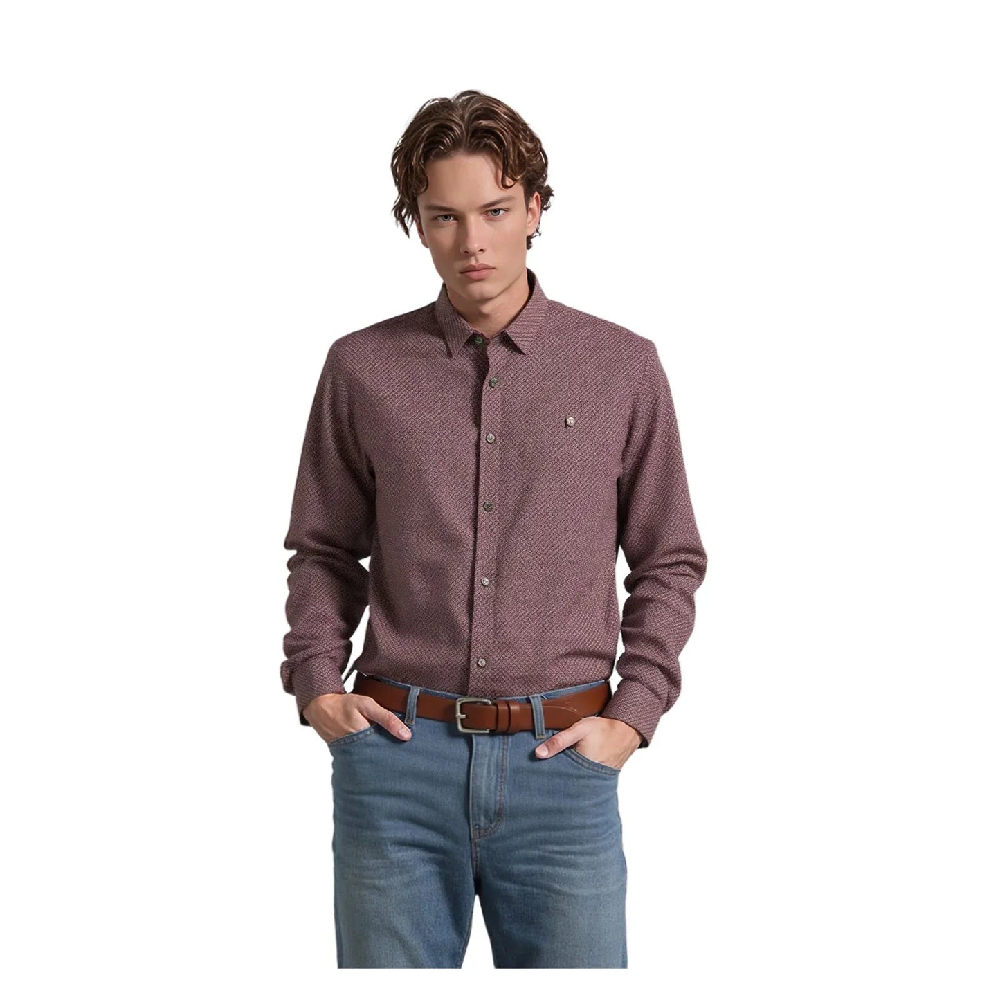 Ted Baker Ted Baker Shirt Mens XL 5 Red Geometric Print Long Sleeve Cotton Smart Casual shirt RewearableUK