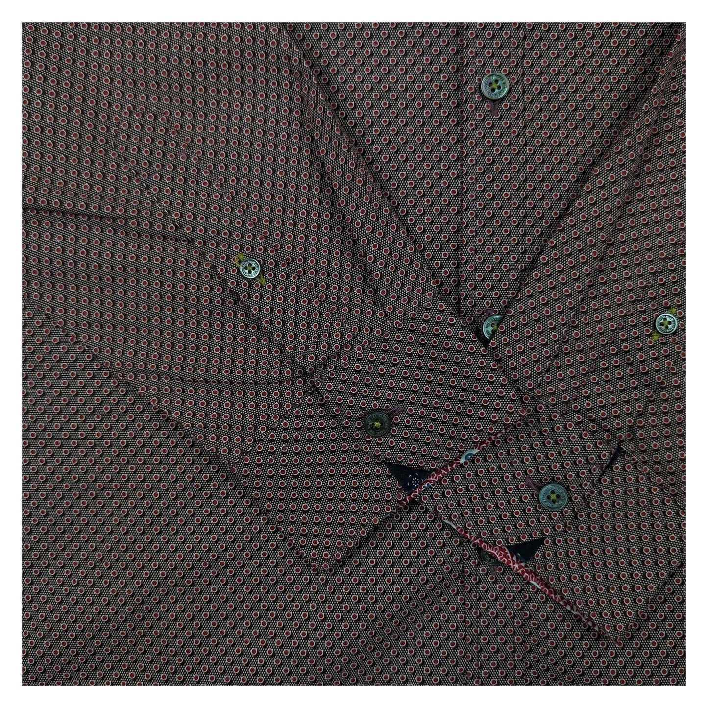 Ted Baker Ted Baker Shirt Mens XL 5 Red Geometric Print Long Sleeve Cotton Smart Casual shirt RewearableUK
