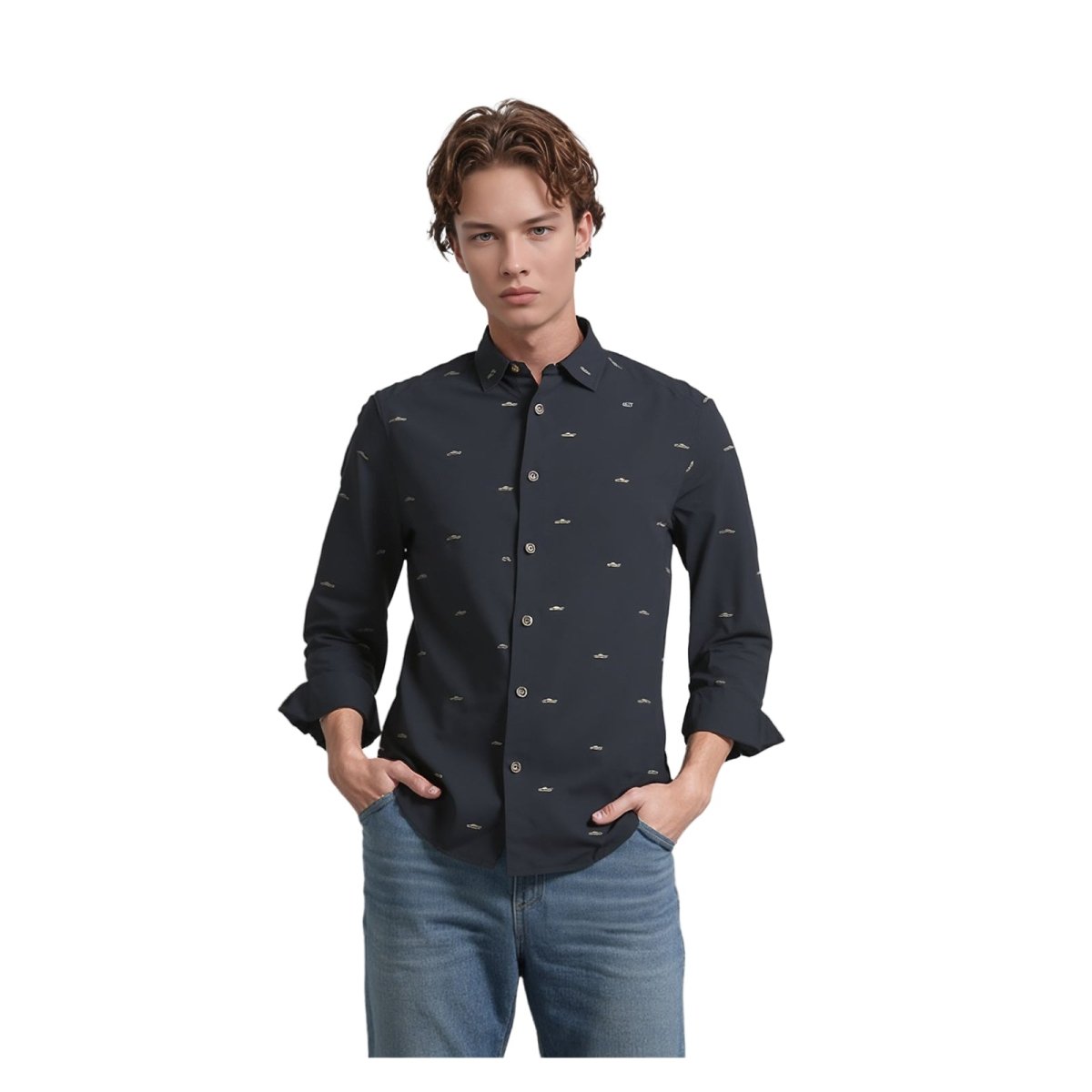 Ted Baker Ted Baker Shirt Size 2 Small Men’s Blue Fantasy Print Cotton Long Sleeve Casual Smart Top shirt RewearableUK