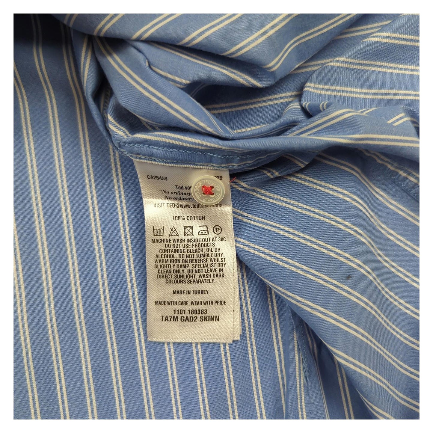 Ted Baker Ted Baker Size 4 Large Blue Striped Short Sleeve Cotton Shirt Men's shirt RewearableUK