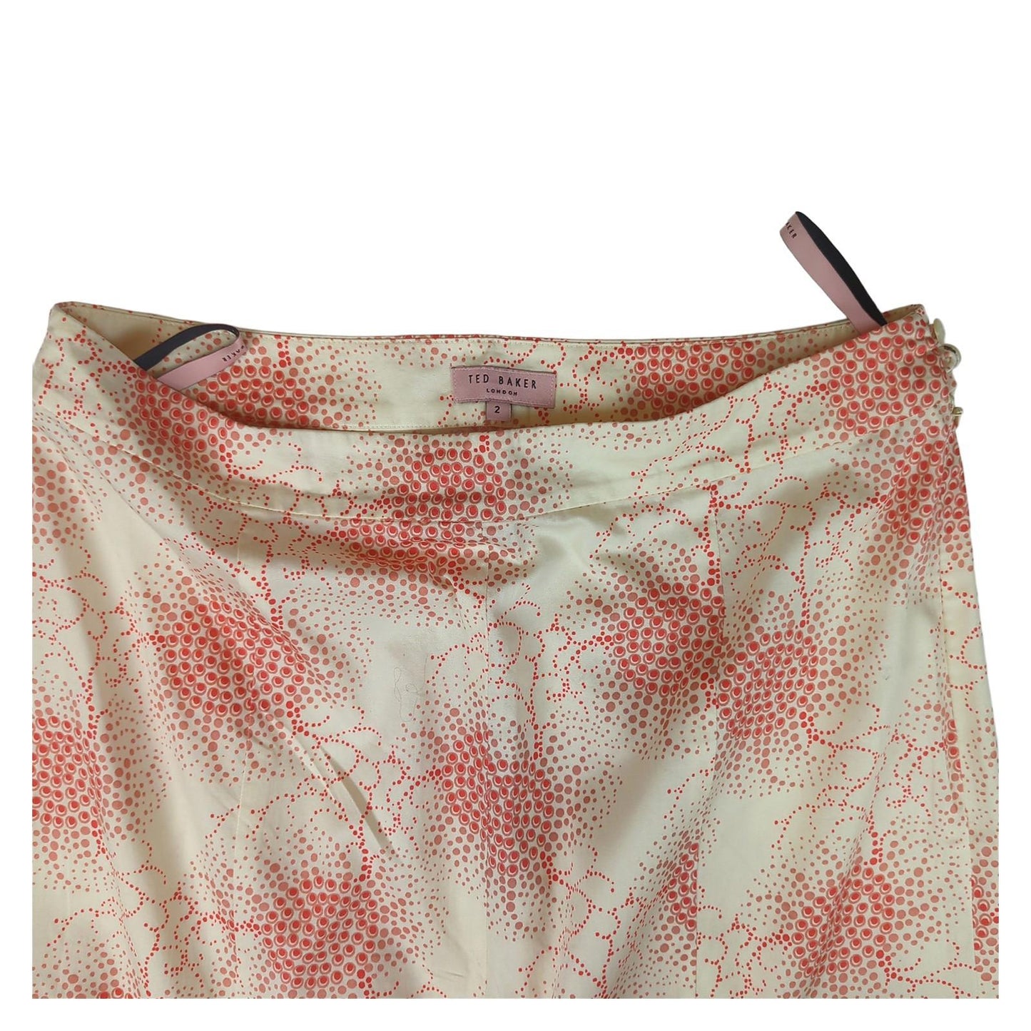 Ted Baker Ted Baker Womens Flare Skirt UK 10 Pink Geometric Pattern Long Cotton Used DRESSING RewearableUK
