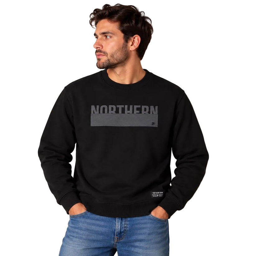 Tom Tailor Denim Men's Northern Graphic Sweatshirt M Black – Sweatshirt product photo 1 | RewearableUK