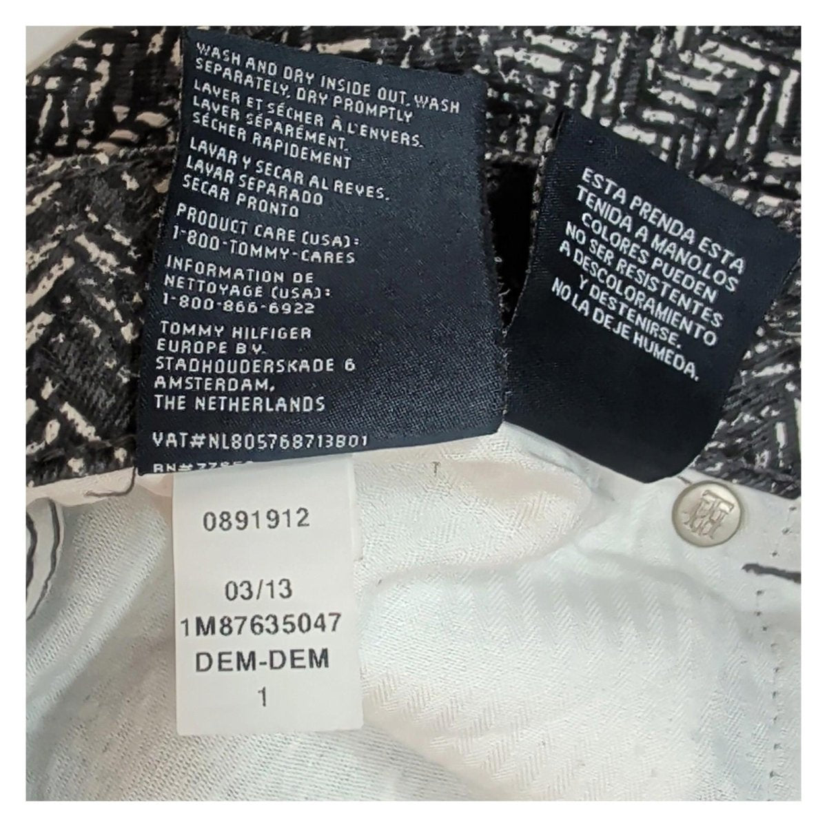 Tommy Hilfiger Mens Rome 28/30 Black White Herringbone Regular Fit Trousers by Tommy Hilfiger – | RewearableUK