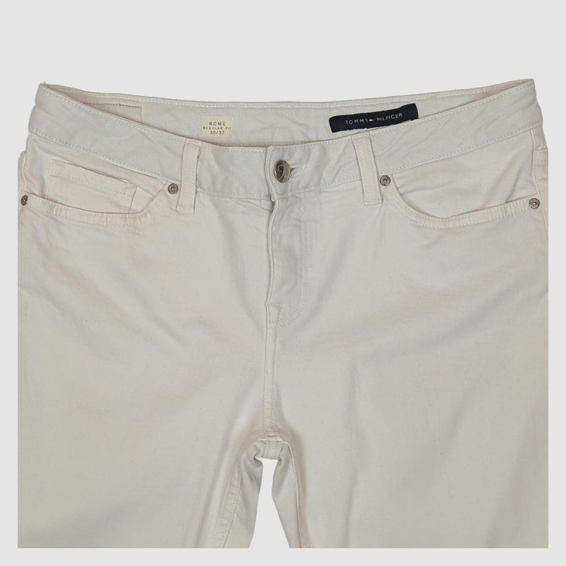 Tommy Hilfiger Mens Rome Regular Fit Jeans W30 L32 Off White Cream Denim Pants by Tommy Hilfiger – | RewearableUK