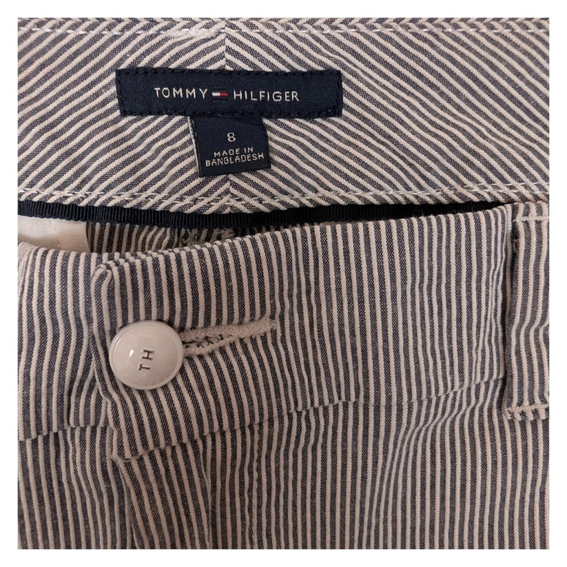tommy hilfiger women size 8 navy white pinstripe chino ankle trousers stretch by Tommy Hilfiger – | RewearableUK