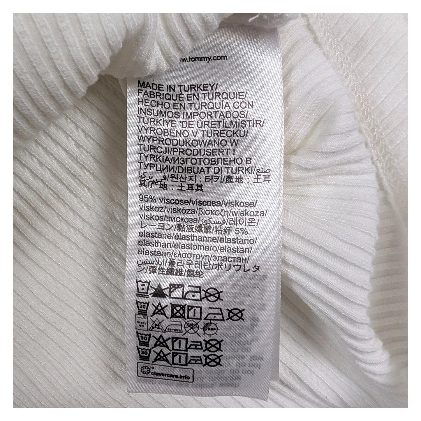 Tommy Hilfiger Women Top Size XL White Ribbed Long Sleeve Viscose Blend by Tommy Hilfiger – blouse | RewearableUK