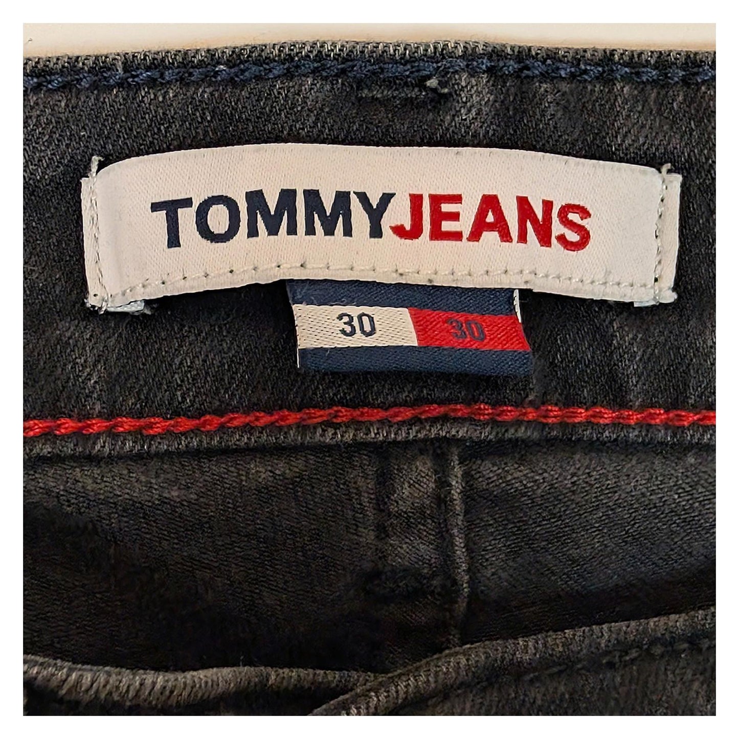 tommy jeans austin mens slim fit black stretch denim trousers size w30 l30 by Tommy Hilfiger – | RewearableUK