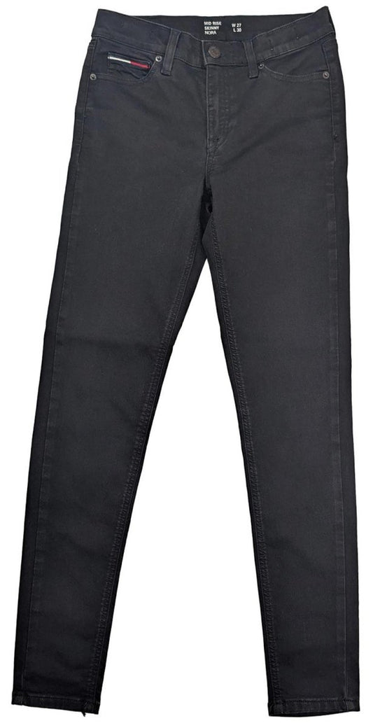 Tommy Jeans Nora Skinny Jeans Size W27 L30 Black Mid Rise Stretch Denim Womens by Tommy Hilfiger – | RewearableUK