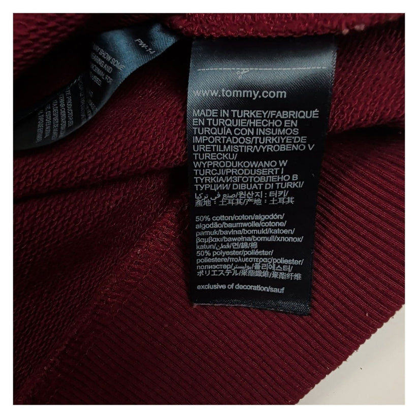 Tommy Jeans Womens Sweatshirt M Burgundy White Logo 50% Cotton 50% Polyester – product photo 4 | RewearableUK
