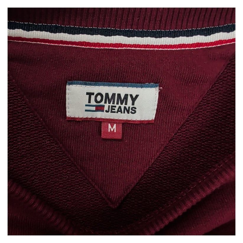 Tommy Jeans Womens Sweatshirt M Burgundy White Logo 50% Cotton 50% Polyester – product photo 3 | RewearableUK