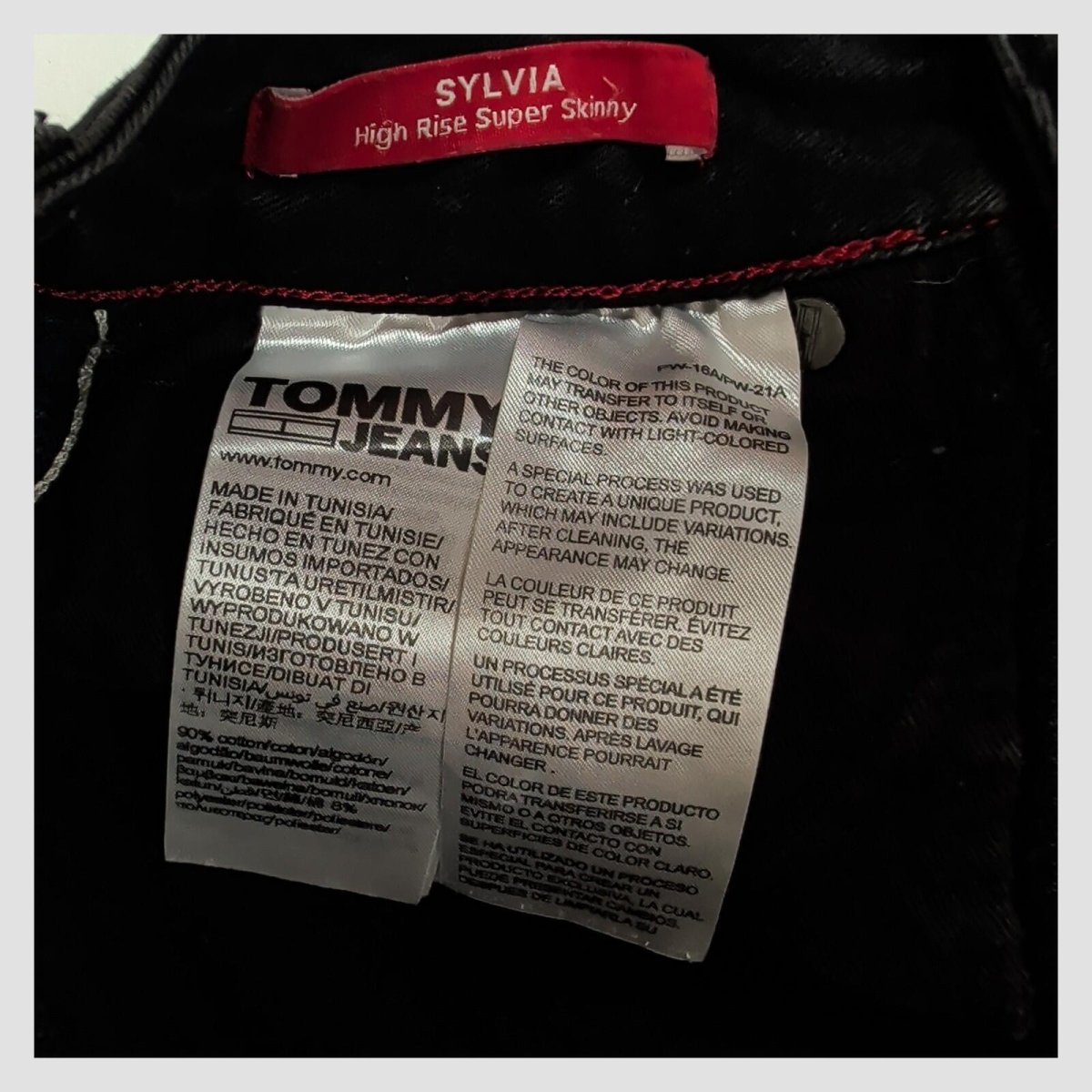 tommy jeans womens washed black sylvia high rise super skinny jeans w27 l30 by Tommy Hilfiger – JEANS | RewearableUK