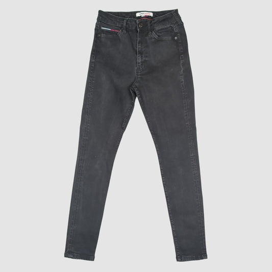 tommy jeans womens washed black sylvia high rise super skinny jeans w27 l30 by Tommy Hilfiger – JEANS | RewearableUK