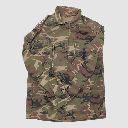 topshop womens camo studded shacket jacket woodland camouflage size uk 10 eu 38 by TopShop – | RewearableUK