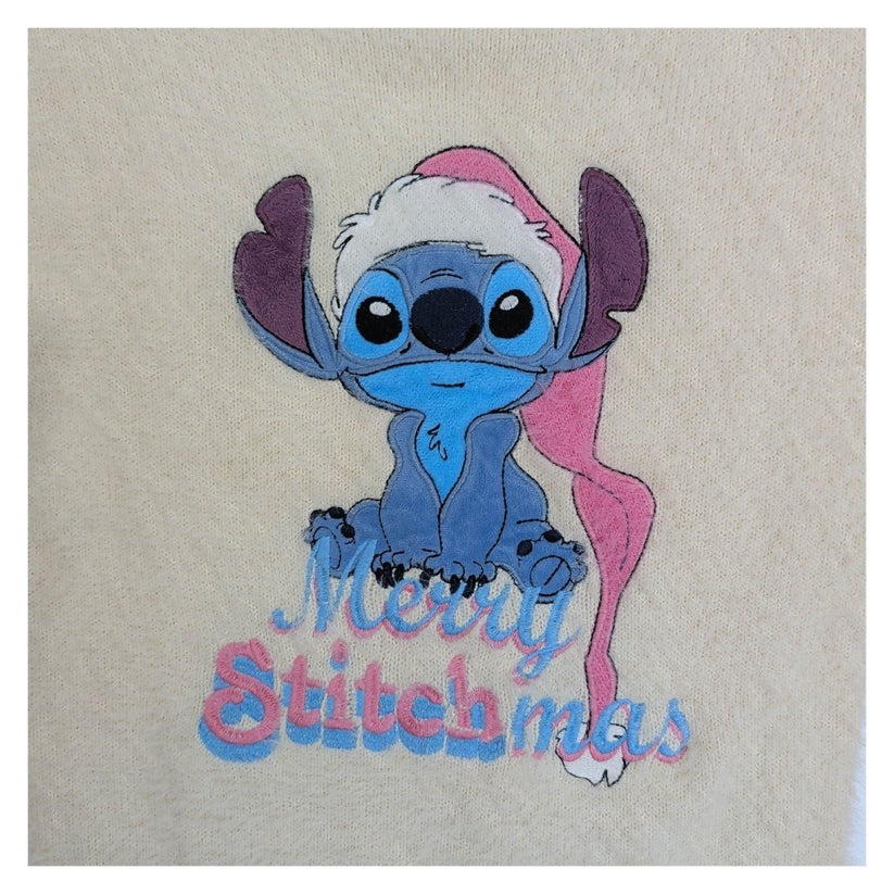 TU Disney Stitch Girls Christmas Jumper Age 9 Cream Pink Merry Stitchmas – Christmas Jumper product photo 2 | RewearableUK