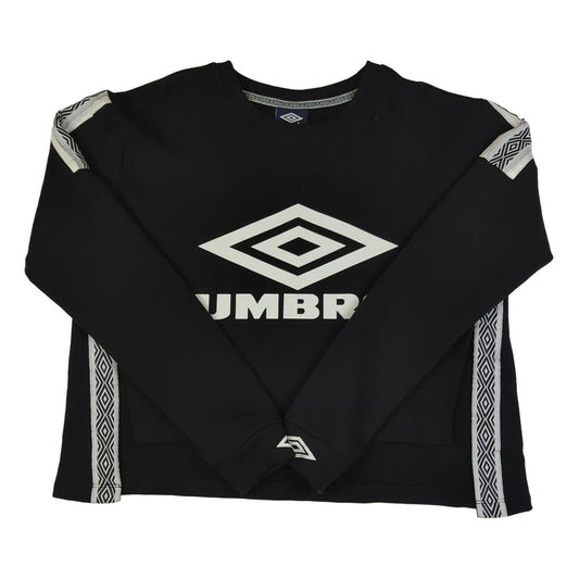 Umbro Umbro Womens Cropped Sweatshirt Size S Small Black Jumper Pullover Long Sleeve Sweater & Hoodie RewearableUK