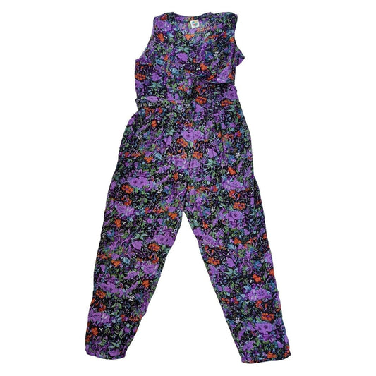 Vintage Fashion Circle Floral Jumpsuit M/L Purple Belted New Old Stock – product photo 1 | RewearableUK