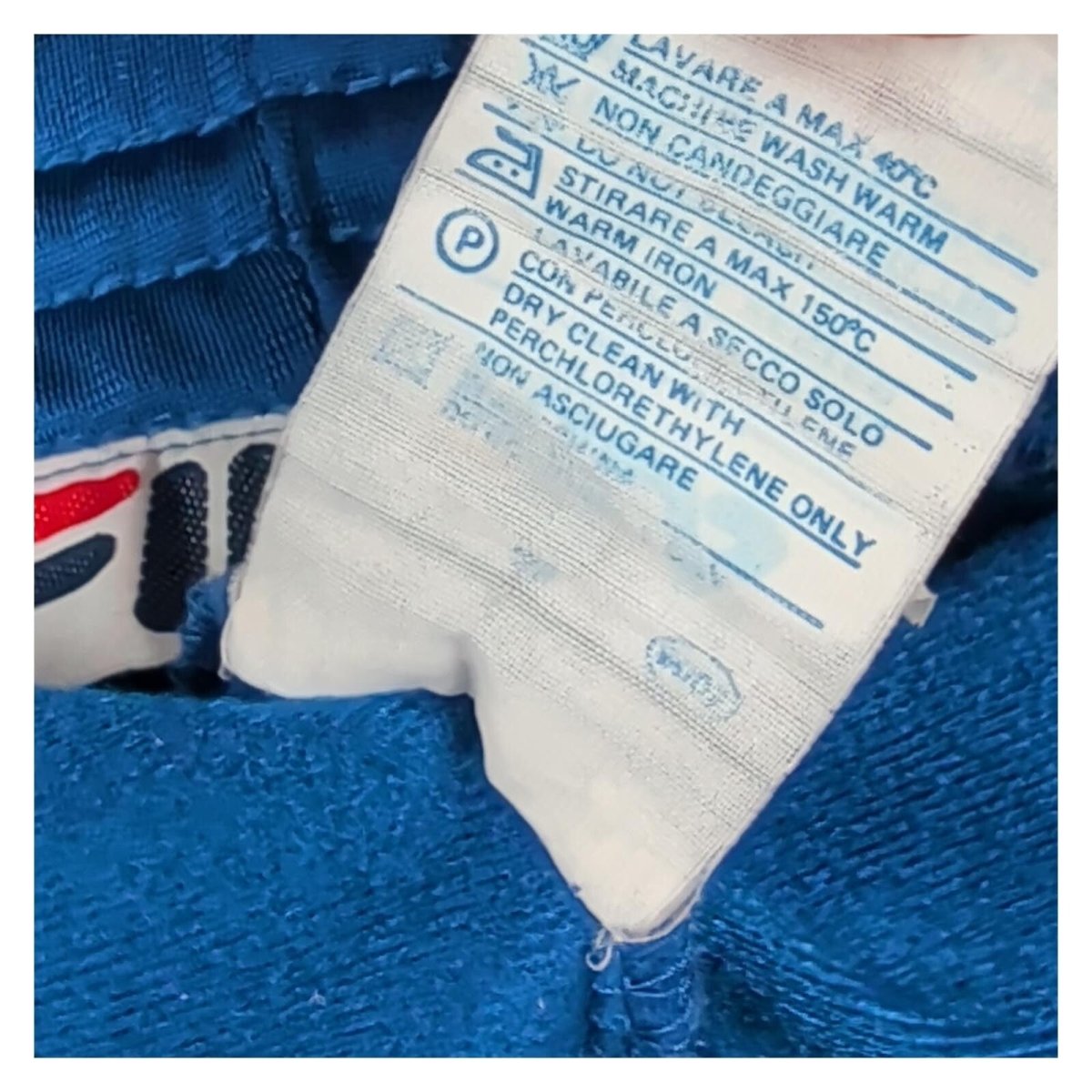 Vintage FILA Men's Track Pants W32 Bright Blue Logo Tape – Trousers product photo 7 | RewearableUK