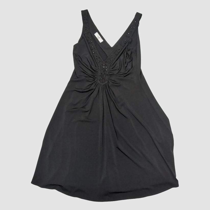 Wallis Petite Black Embellished V Neck Dress UK 12 EU 40 Sleeveless Party by wallis – blouse | RewearableUK