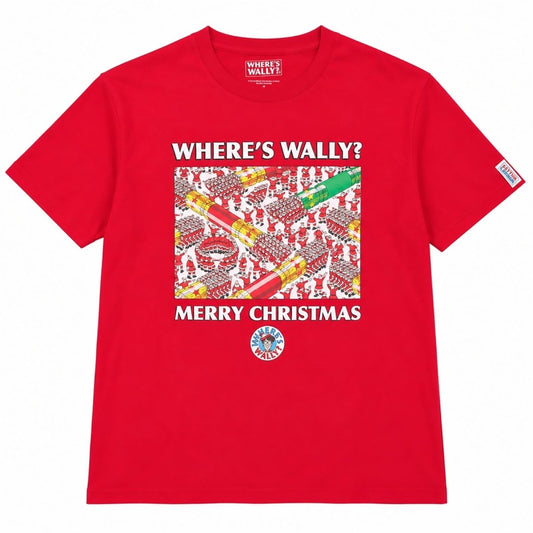 Where's Wally? Unisex T-Shirt large Red Merry Christmas Graphic – product photo 1 | RewearableUK