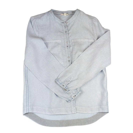 White Stuff 100% Linen Shirt Size UK 10 Light Blue Grandad Collar Pocket Blouse by White Stuff – | RewearableUK