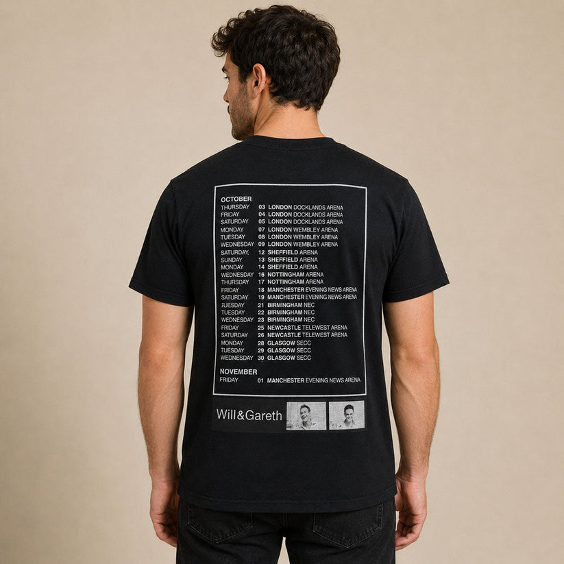 Will & Gareth Tour T-Shirt Kids 7-8 Black – Music T-Shirt product photo 2 | RewearableUK