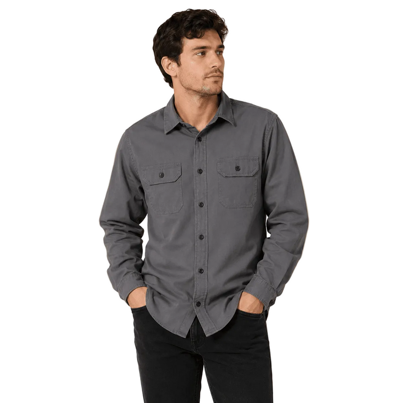Wrangler Men's Stretch Work Shirt M Grey – Shirt product photo 1 | RewearableUK