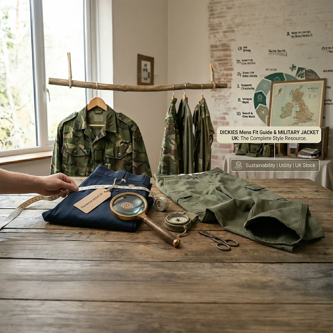 Dickies Trousers Mens Fit Guide & Military Jacket UK - RewearableUK