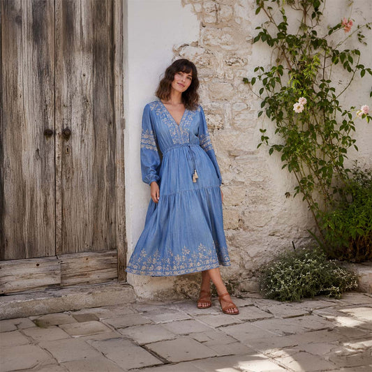Monsoon Blue Chambray Embroidered Boho Dress: Pre-Loved UK Style Guide - RewearableUK