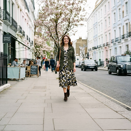 Style Guide: Phase Eight Dress with a Military Jacket - RewearableUK