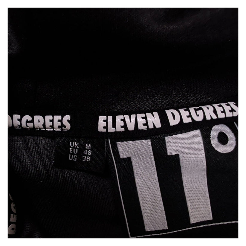 11 Degrees Mens Black Grey Half Zip Hoodie Size M Yellow Piping Sports Pullover – product photo 8 | RewearableUK