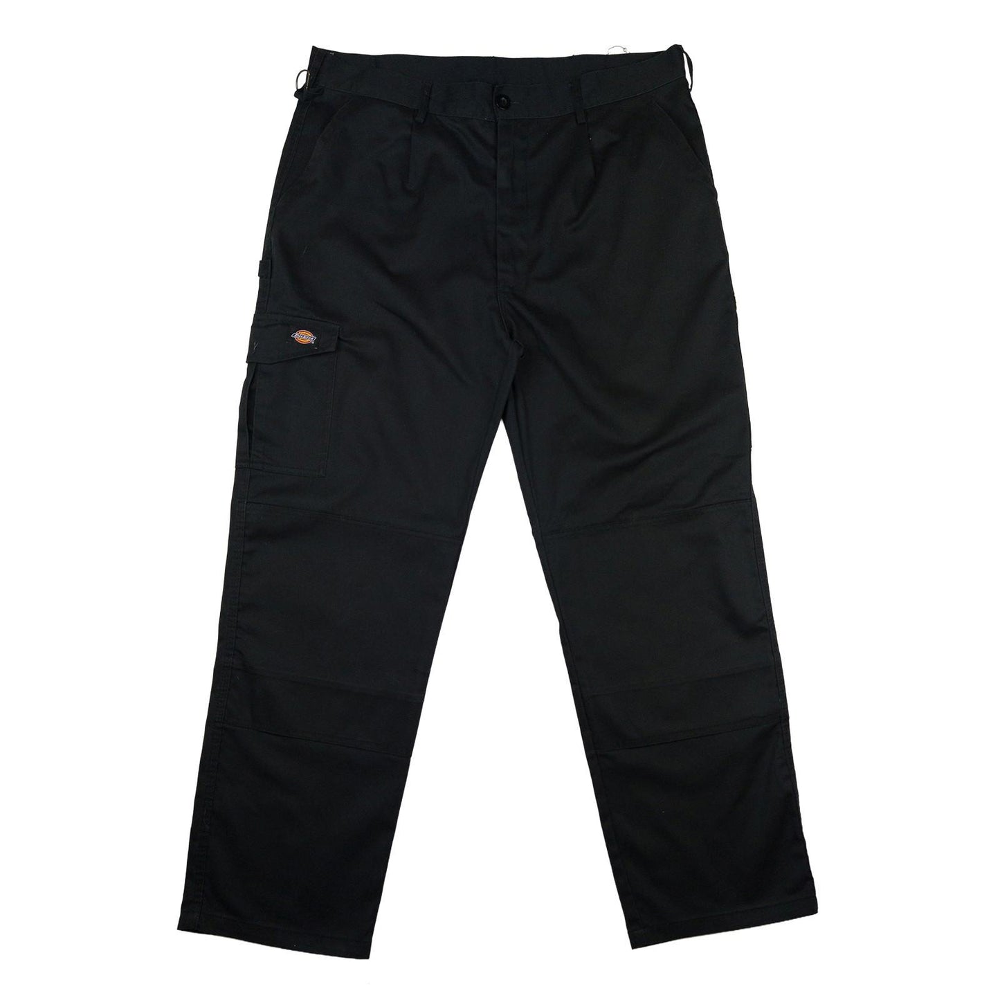 Dickies black cargo work trousers men's size W38 front view flat lay