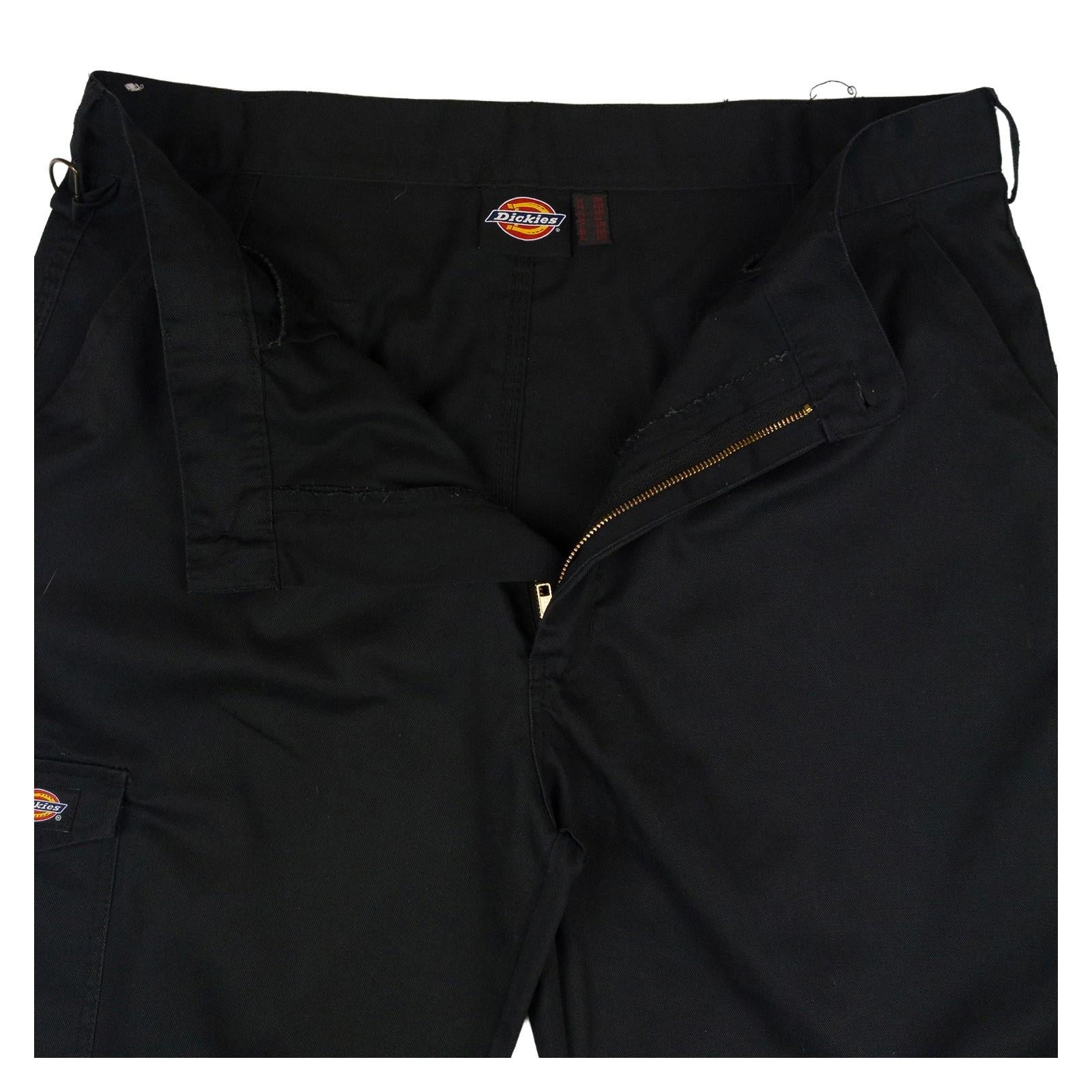 Dickies black cargo work trousers men's size W38 front view flat lay